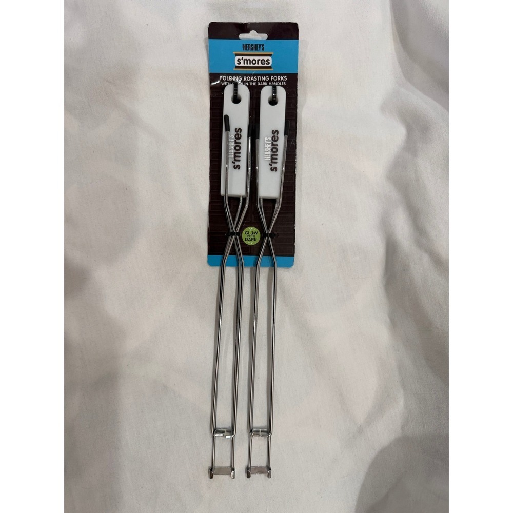 Hershey's S'mores Folding Roasting Forks 2 Pack Glow in the Dark Handles - Picture 4 of 4